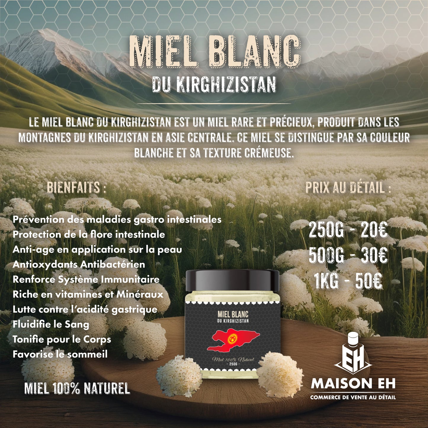 MIEL BLANC DU KIRGHIZISTAN