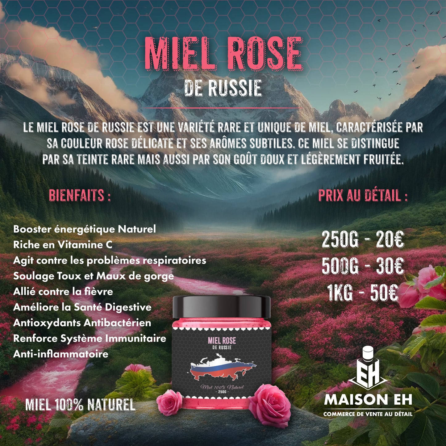 MIEL ROSE DE RUSSIE